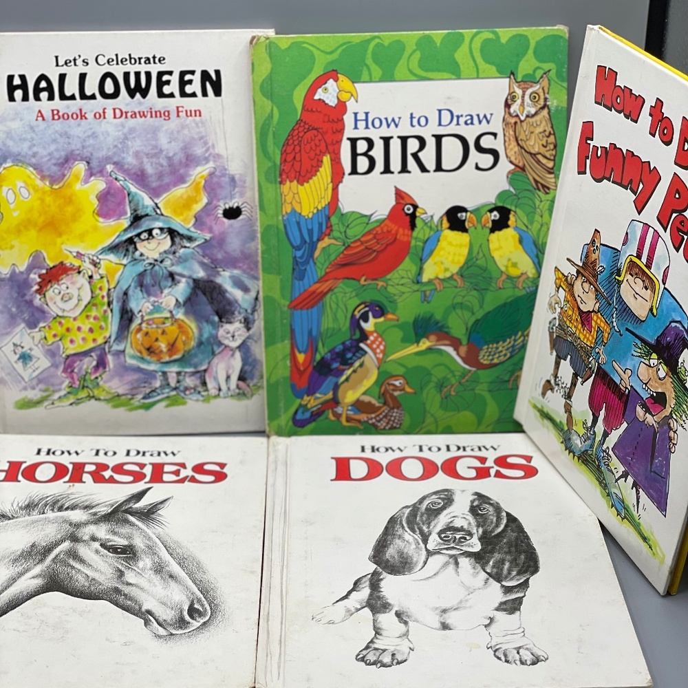 Vintage How to draw 5 book set